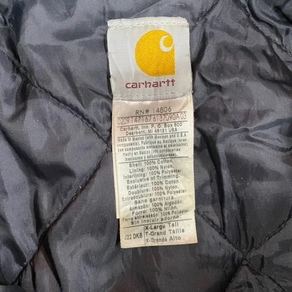 Carhartt J22 Duck Jacket Brown Hooded Workwear Distressed Mens XL - Picture 2 of 11